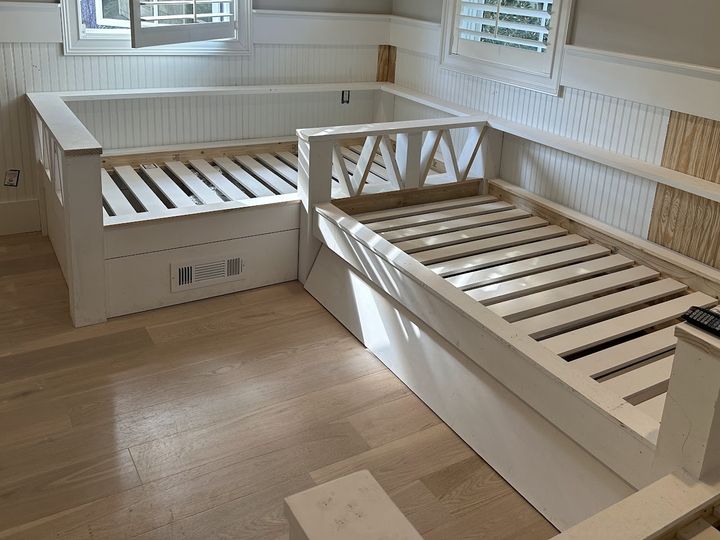 Built in corner daybeds with beadboard walls, by SV Construction