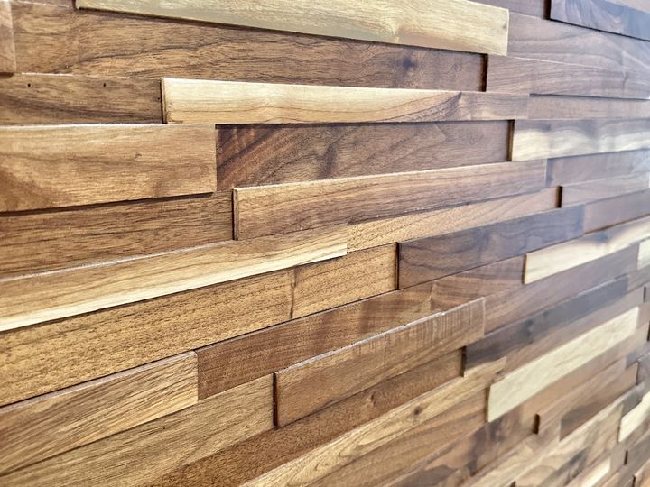 Wood plank accent wall detail, by SV Construction